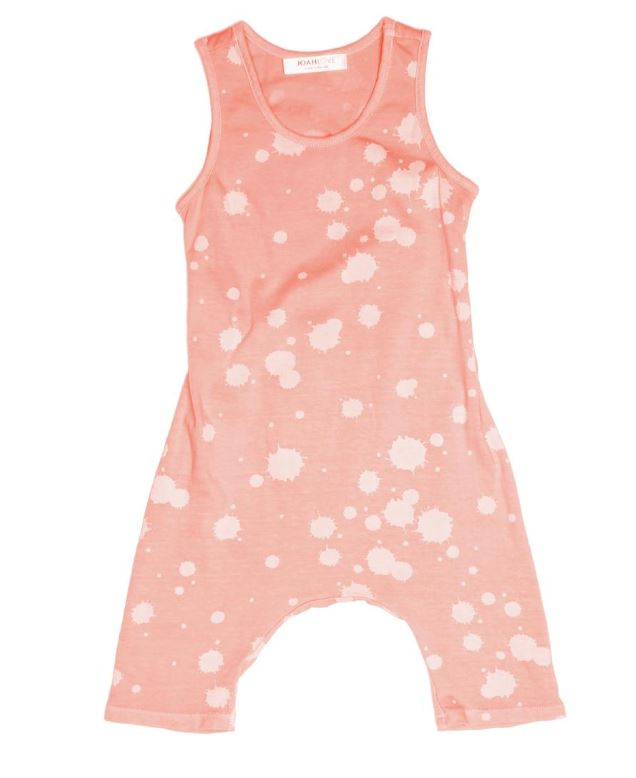 splatter no snap playsuit -neon coral - Blush Bebes 