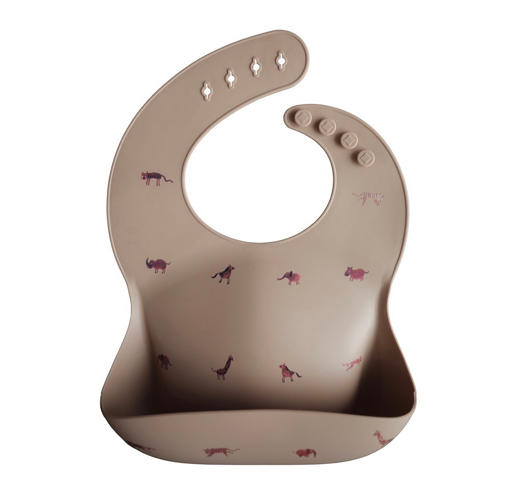 silicone bib (safari tan) - Blush Bebes 