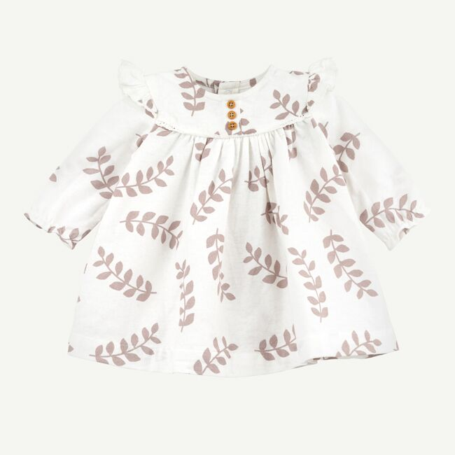 fern print woven dress with diaper cover - Blush Bebes 