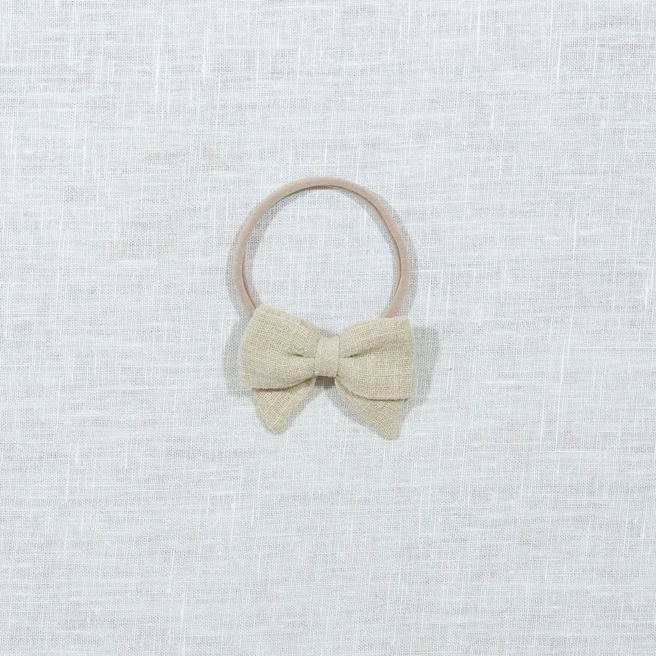 linen bow headband - Blush Bebes 