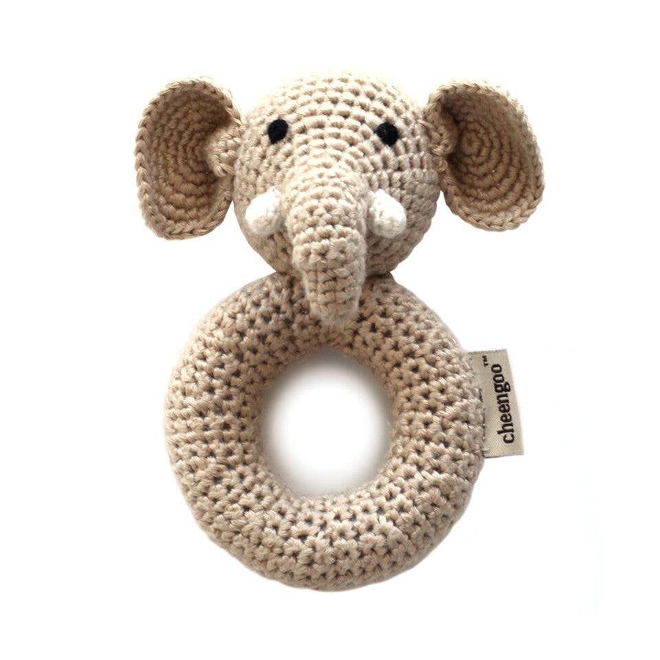 elephant ring crocheted rattle - Blush Bebes 