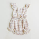 Load image into Gallery viewer, poppy romper - white chex - Blush Bebes 
