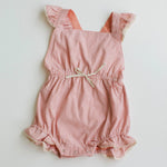 Load image into Gallery viewer, poppy romper - peach chex - Blush Bebes 
