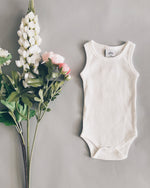 Load image into Gallery viewer, ribbed sleeveless bodysuit - white - Blush Bebes 
