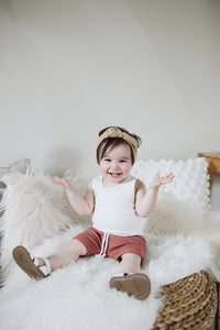 ribbed sleeveless bodysuit - white - Blush Bebes 