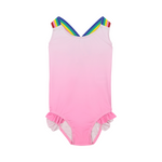 Load image into Gallery viewer, ruffle pink ombre swimsuit - Blush Bebes 
