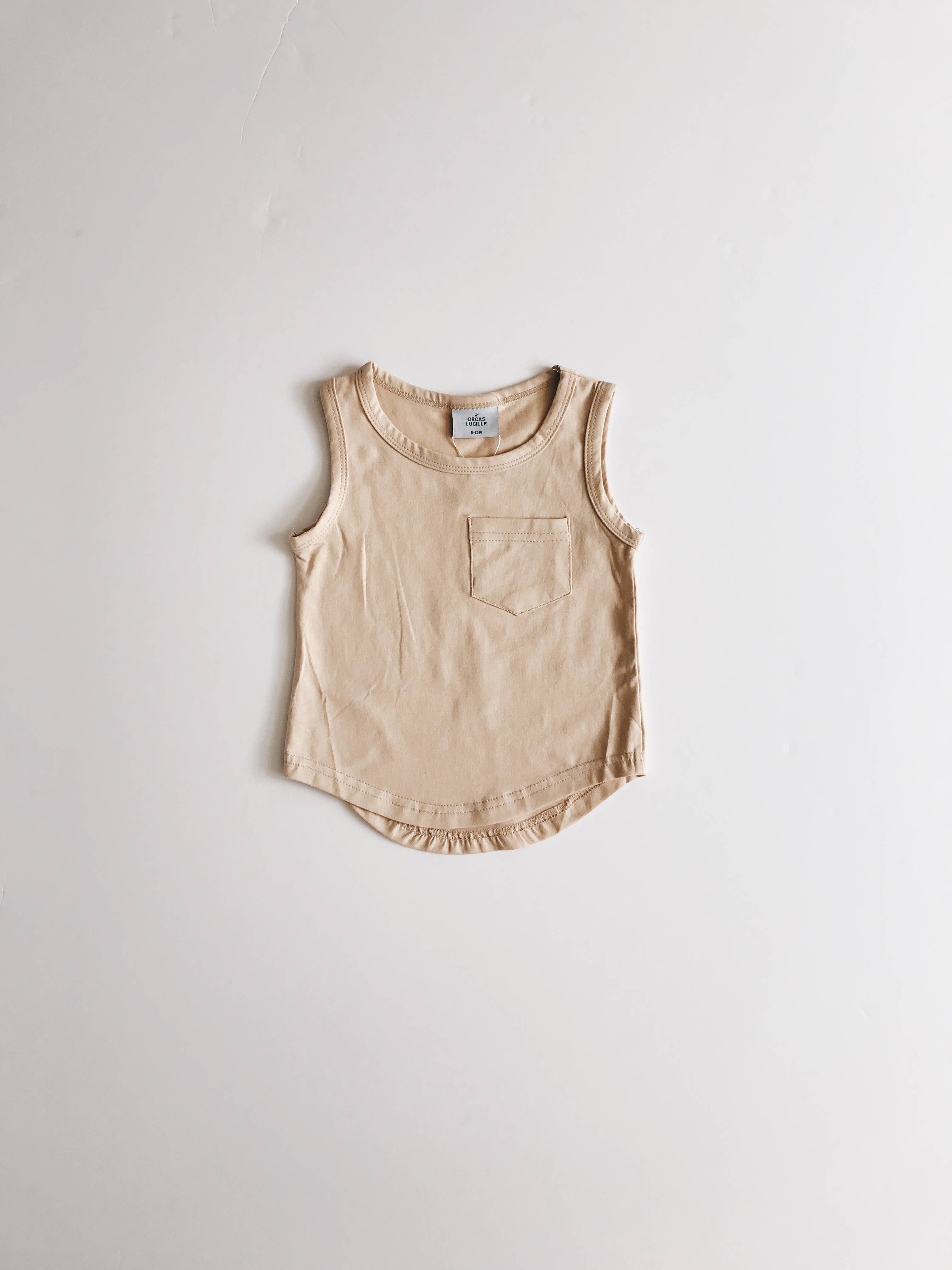 basic pocket tank top - sand - Blush Bebes 