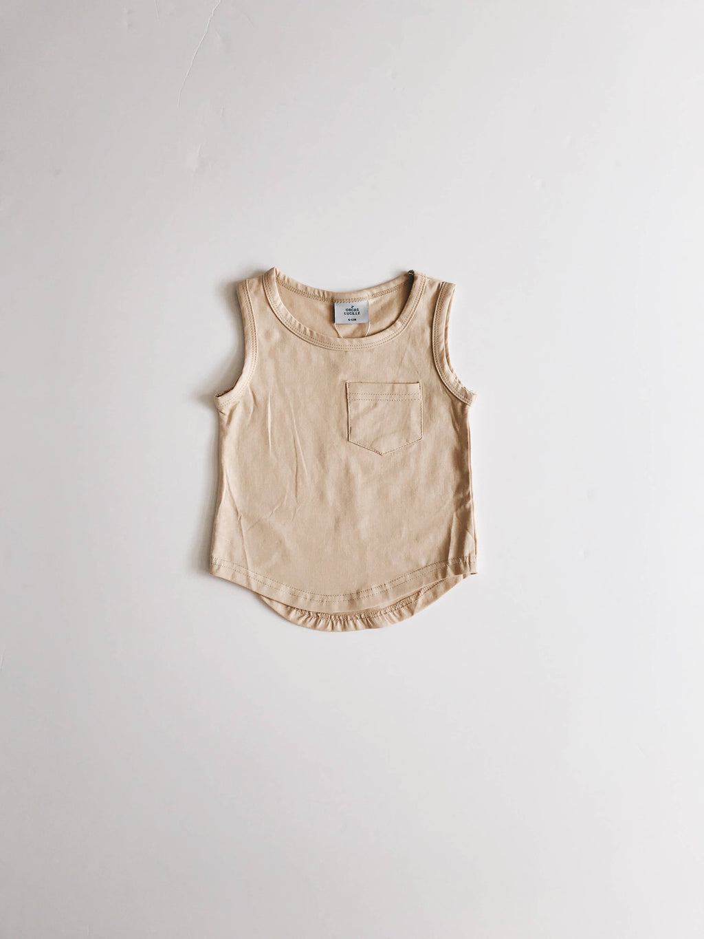 basic pocket tank top - sand - Blush Bebes 