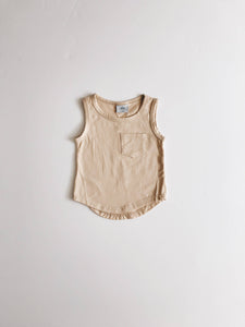 basic pocket tank top - sand - Blush Bebes 