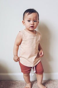 basic pocket tank top - sand - Blush Bebes 