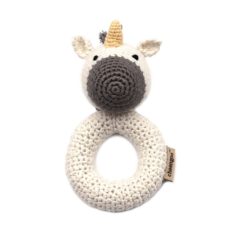 unicorn ring crocheted rattle - Blush Bebes 