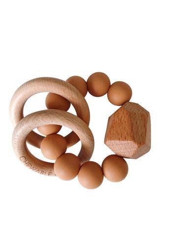 hayes silicone & wood teether ring - terra cotta - Blush Bebes 